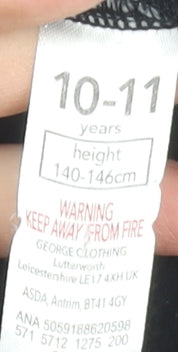 George Boys Black Minecraft Creeper Hoodie 10-11 Years Pullover Cotton Blend