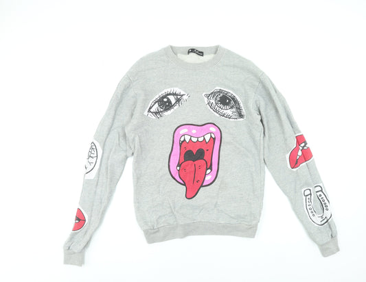 Womens UK Size 12 Influence Grey Pullover Sweatshirt