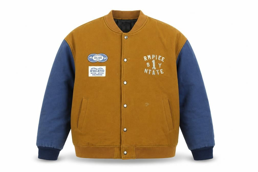 Mens UK Size L Gujee Brown Varsity Jacket