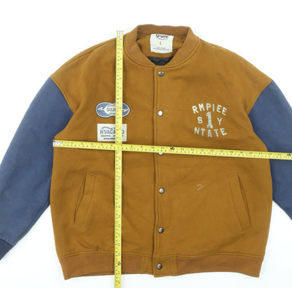 Mens UK Size L Gujee Brown Varsity Jacket