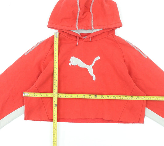 Puma Womens Red Cropped Hoodie UK Size 10-12 Cotton Blend