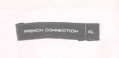 French Connection Men's Pink XL Button-Down Short Sleeve Cotton Shirt