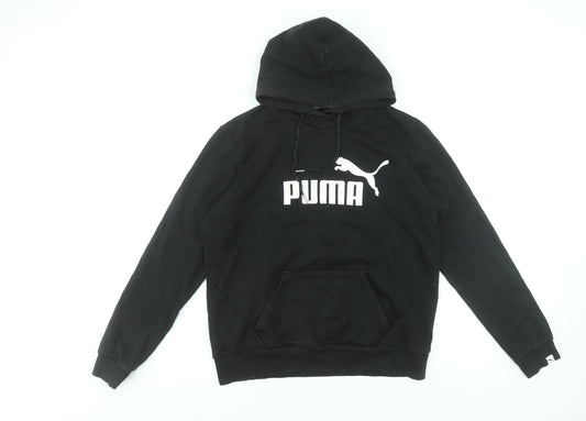 Puma Womens Black Pullover Hoodie Size 14 Cotton Blend Logo