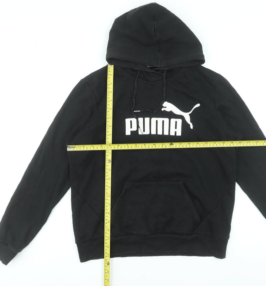 Puma Womens Black Pullover Hoodie Size 14 Cotton Blend Logo