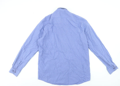 6th Sense Men's Blue Geometric Egyptian Cotton Formal Shirt XL