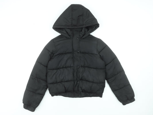 Missguided Women Black UK 6 Puffer Jacket Hooded Polyester Winter