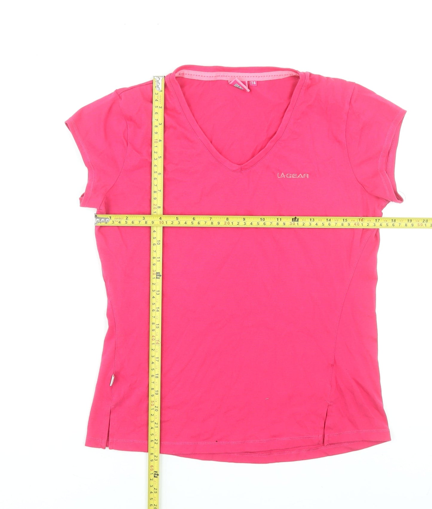 Womens UK Size 14 LA Gear Pink Basic T-Shirt