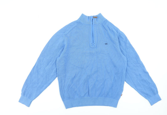 Mens UK Size L André Jeanswear Blue 1/2 Zip Sweatshirt