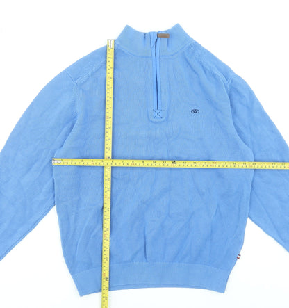 Mens UK Size L André Jeanswear Blue 1/2 Zip Sweatshirt