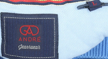 Mens UK Size L André Jeanswear Blue 1/2 Zip Sweatshirt