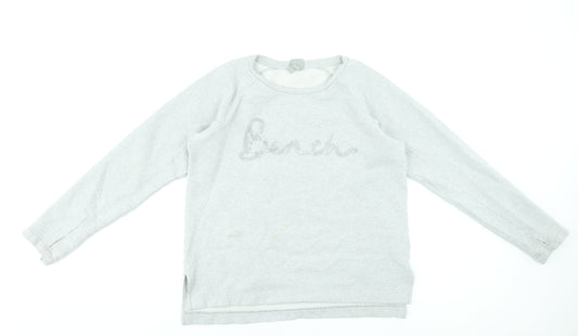 Bench Women’s Grey Pullover Sweatshirt M Cotton Blend Logo