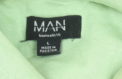 Mens UK Size L boohooMAN Green Pullover Hoodie