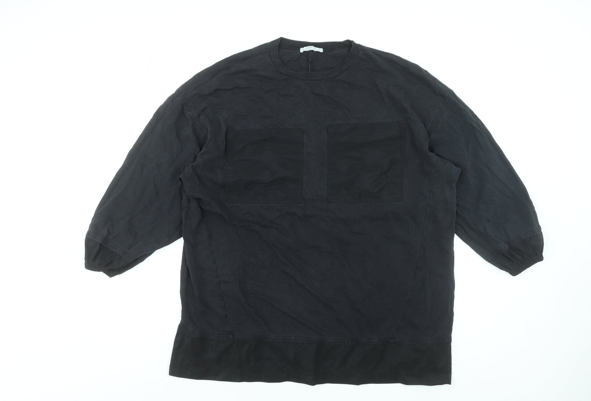 Womens UK Size 8 Zara Black Basic Blouse