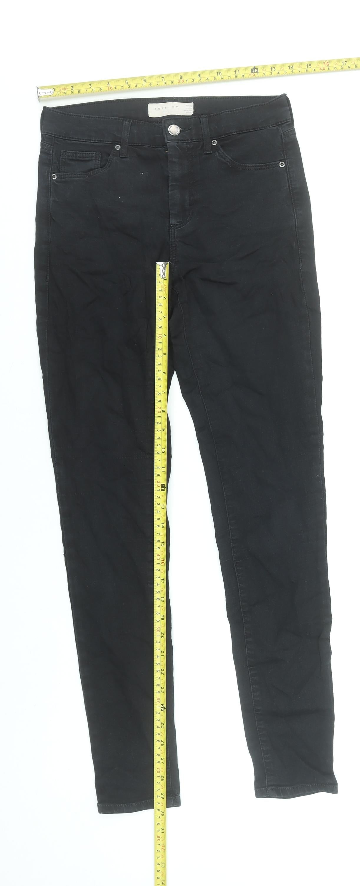 Topshop Womens Black Skinny Jeans Size 8 Regular Stretch Denim