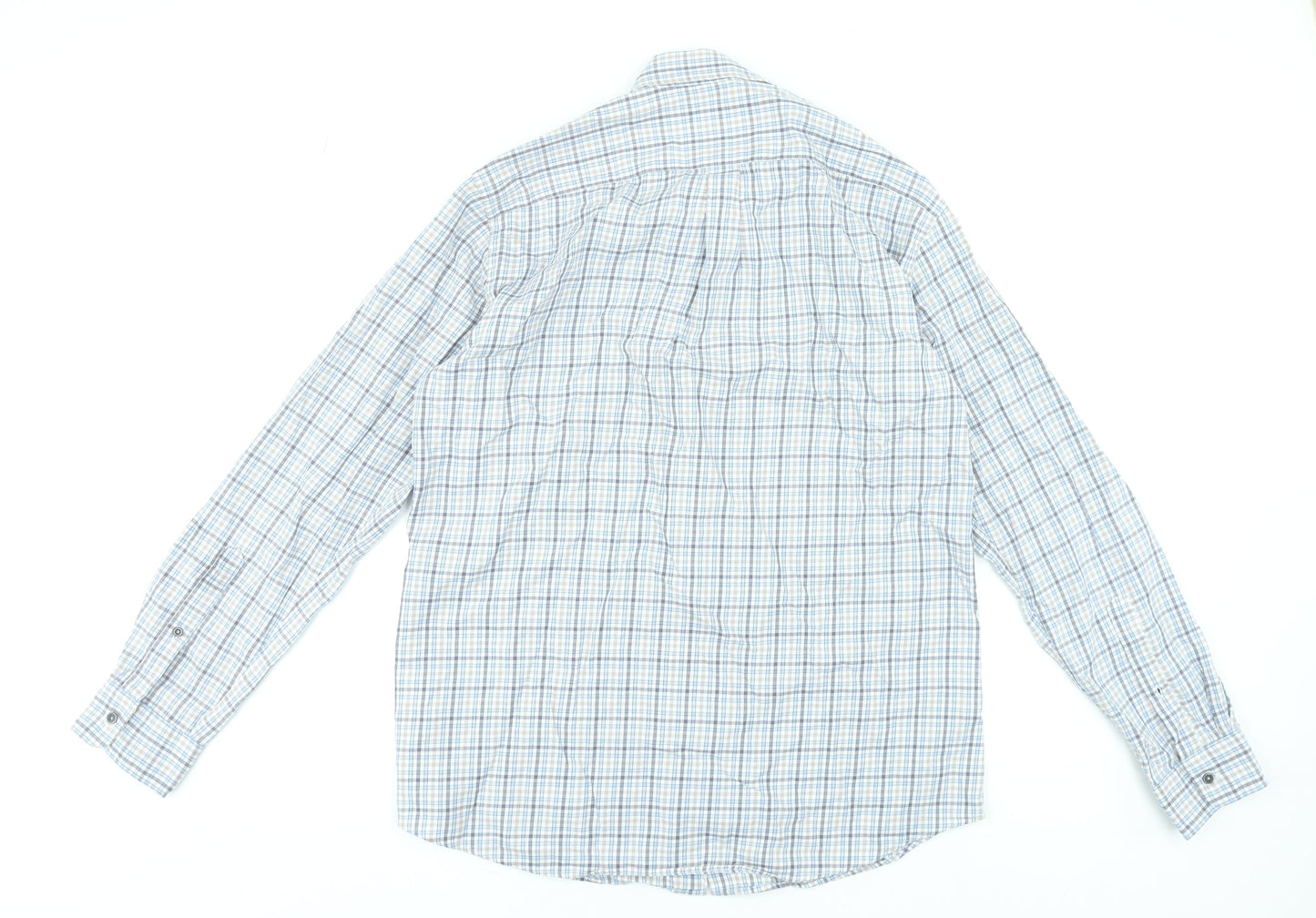 Mens UK Collar Size 16.5 Scotland Blue Smart Blue  Dress Shirt
