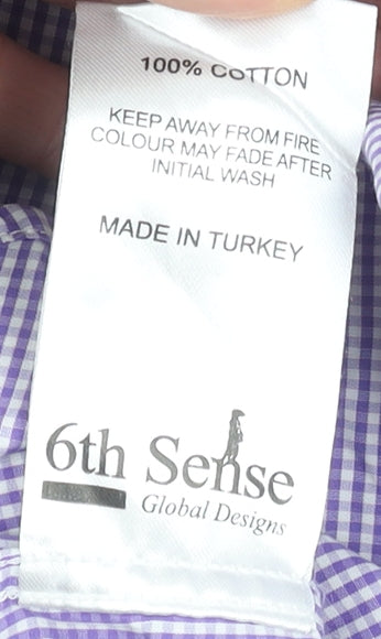 Mens UK Collar Size XL 6th Sense Smart Purple  Dress Shirt