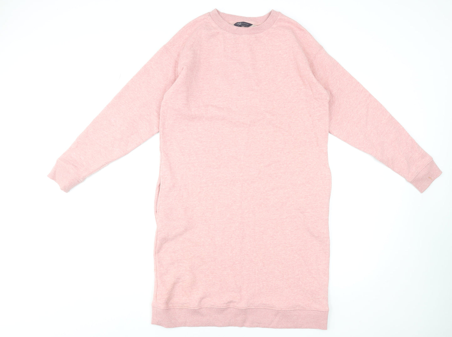 Marks and Spencer Women Pink Size 8 Long Sleeve T-Shirt Dress