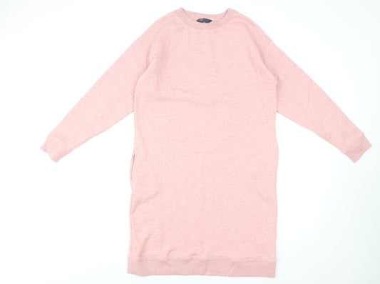 Marks and Spencer Women Pink Size 8 Long Sleeve T-Shirt Dress