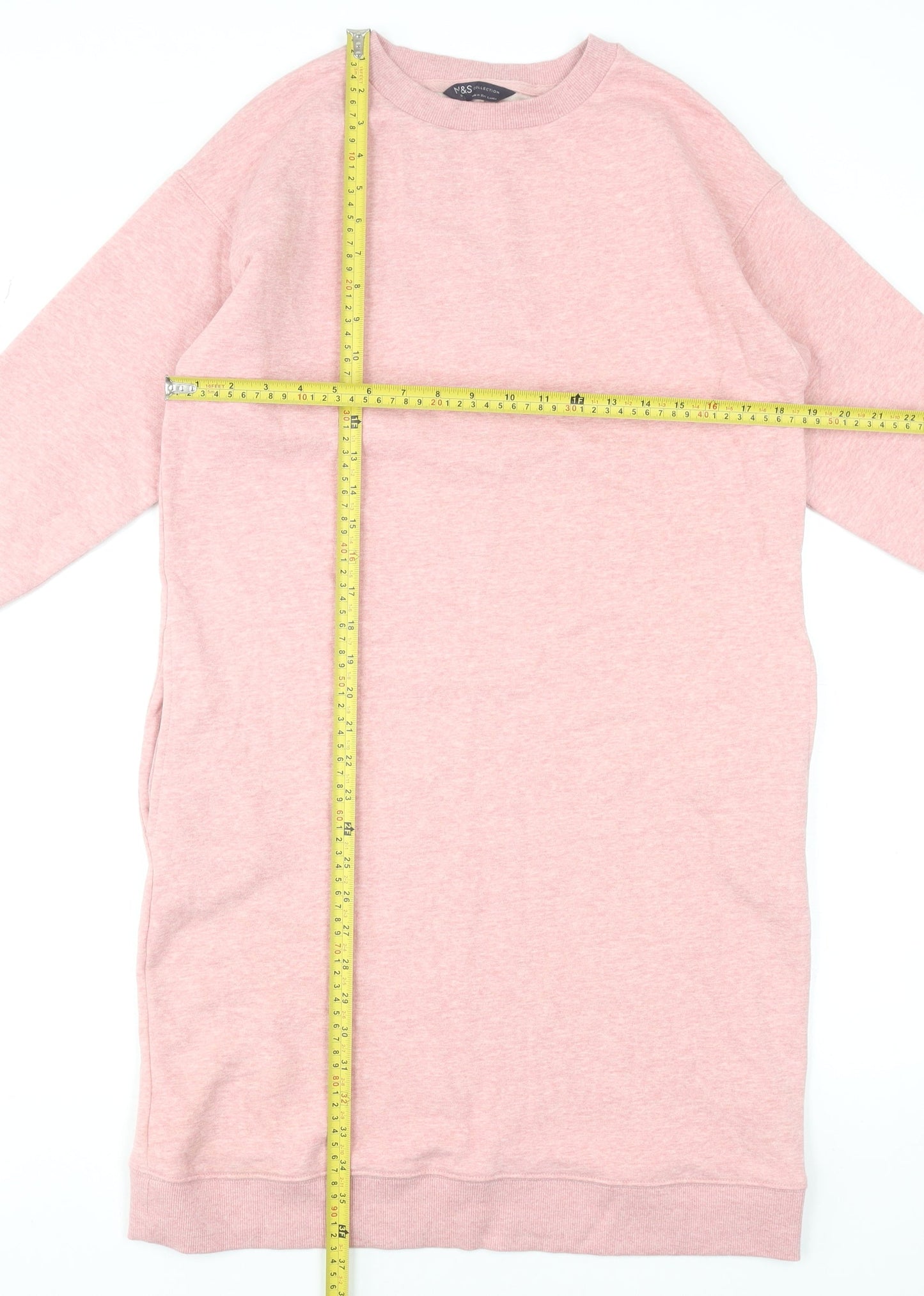 Marks and Spencer Women Pink Size 8 Long Sleeve T-Shirt Dress