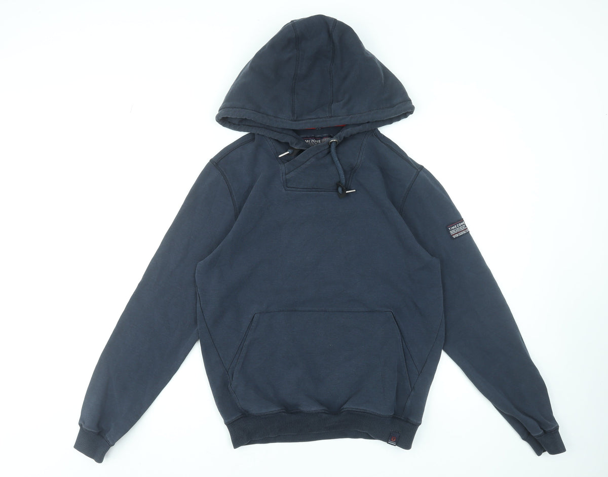 Mens UK Size M Timezone Blue Pullover Hoodie