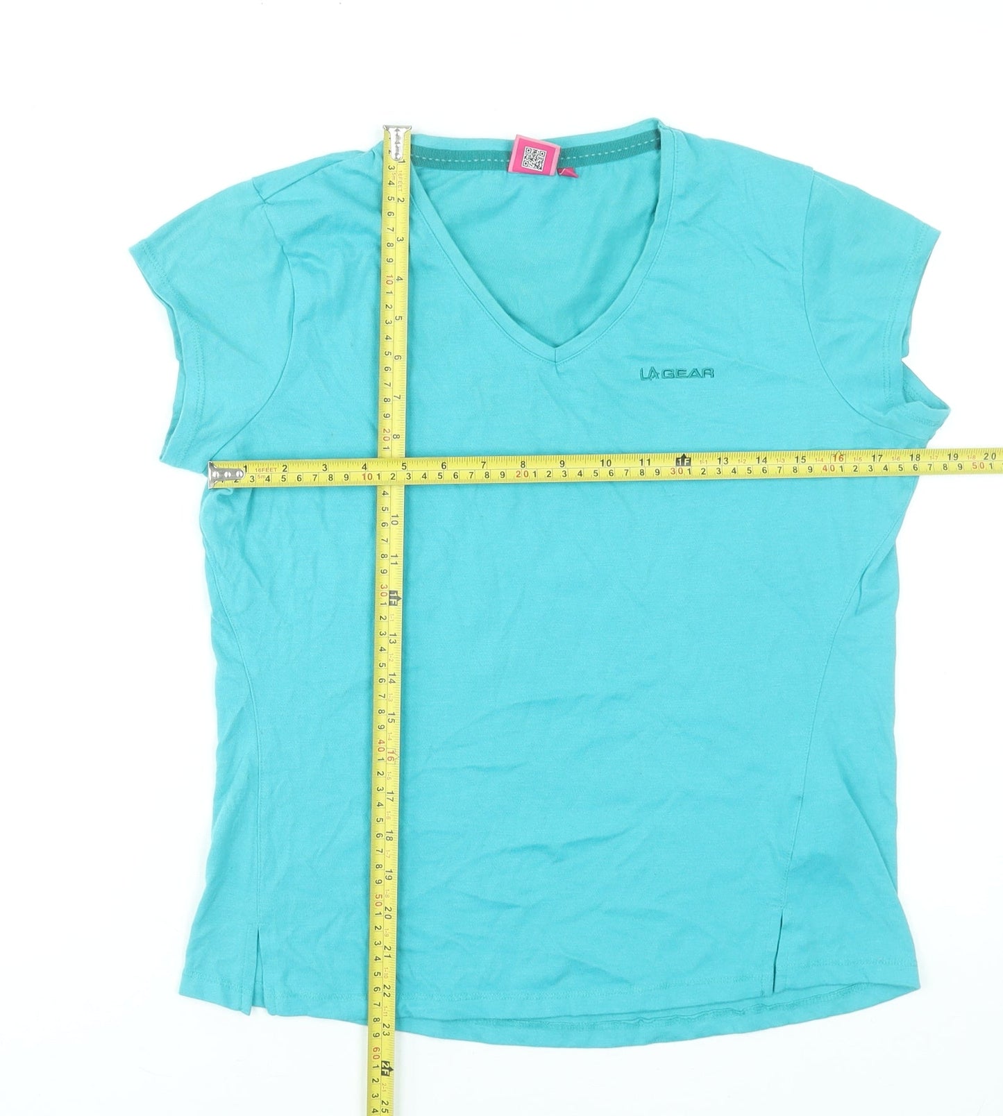 LA Gear Women's Blue V-Neck Short Sleeve Basic T-Shirt Size 14