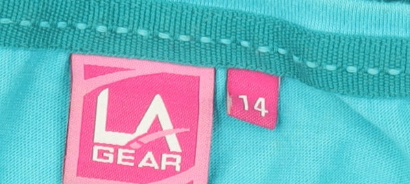 LA Gear Women's Blue V-Neck Short Sleeve Basic T-Shirt Size 14