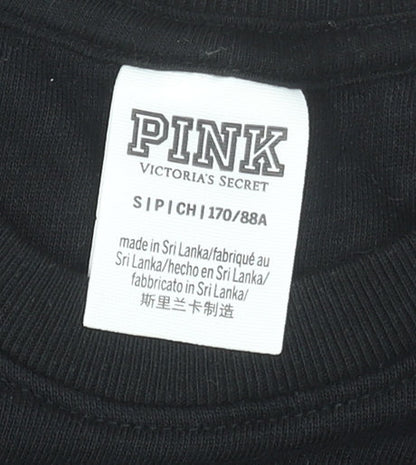 Womens UK Size S Victoria's Secret PINK Black Pullover Sweatshirt