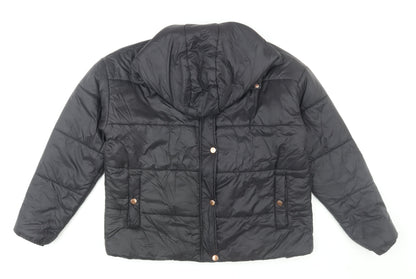 Boohoo Womens Black Hooded Puffer Jacket UK 12 Winter Coat