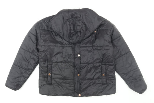 Boohoo Womens Black Hooded Puffer Jacket UK 12 Winter Coat