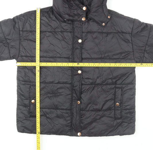 Boohoo Womens Black Hooded Puffer Jacket UK 12 Winter Coat