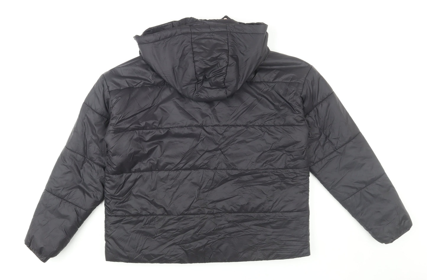 Boohoo Womens Black Hooded Puffer Jacket UK 12 Winter Coat