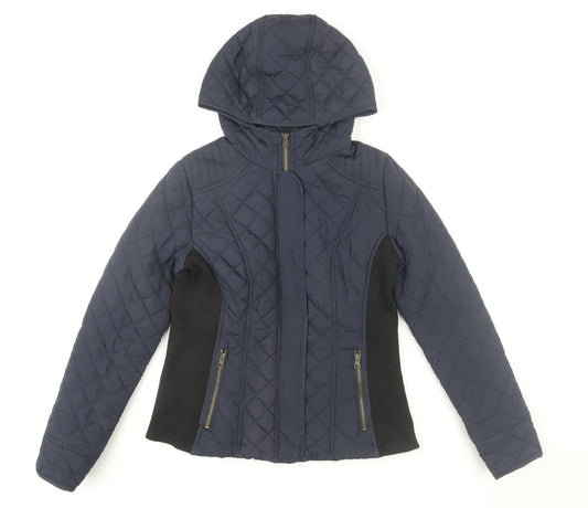 New Look Women’s Blue Quilted Hooded Jacket Size 12