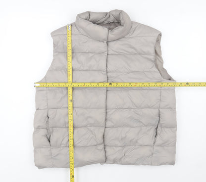 Primark Womens Grey Puffer Waistcoat L Lightweight Quilted Zip