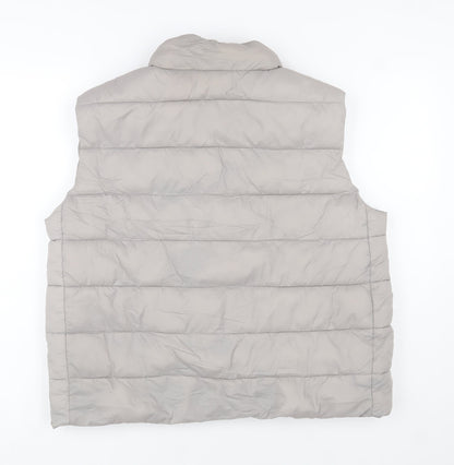 Primark Womens Grey Puffer Waistcoat L Lightweight Quilted Zip