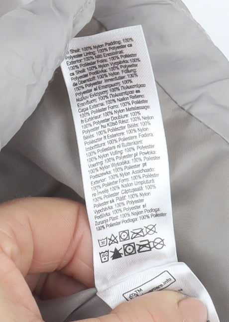 Primark Womens Grey Puffer Waistcoat L Lightweight Quilted Zip