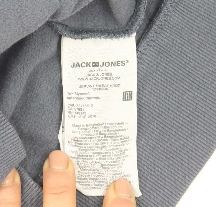 Mens UK Size M JACK & JONES Blue Pullover Hoodie