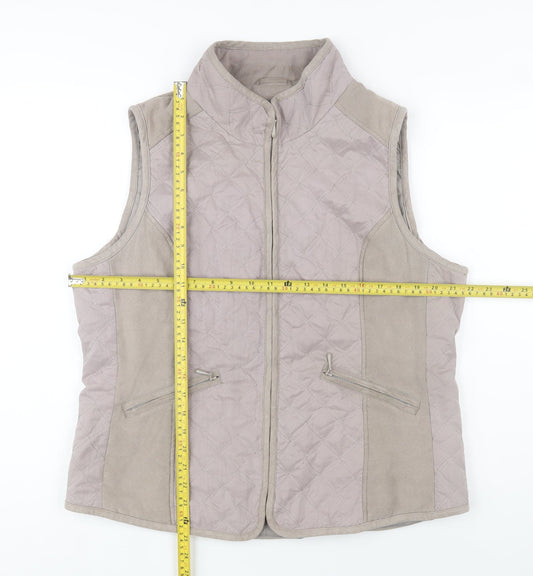Laura Ashley Women’s Beige Quilted Suede Trim Waistcoat UK 18