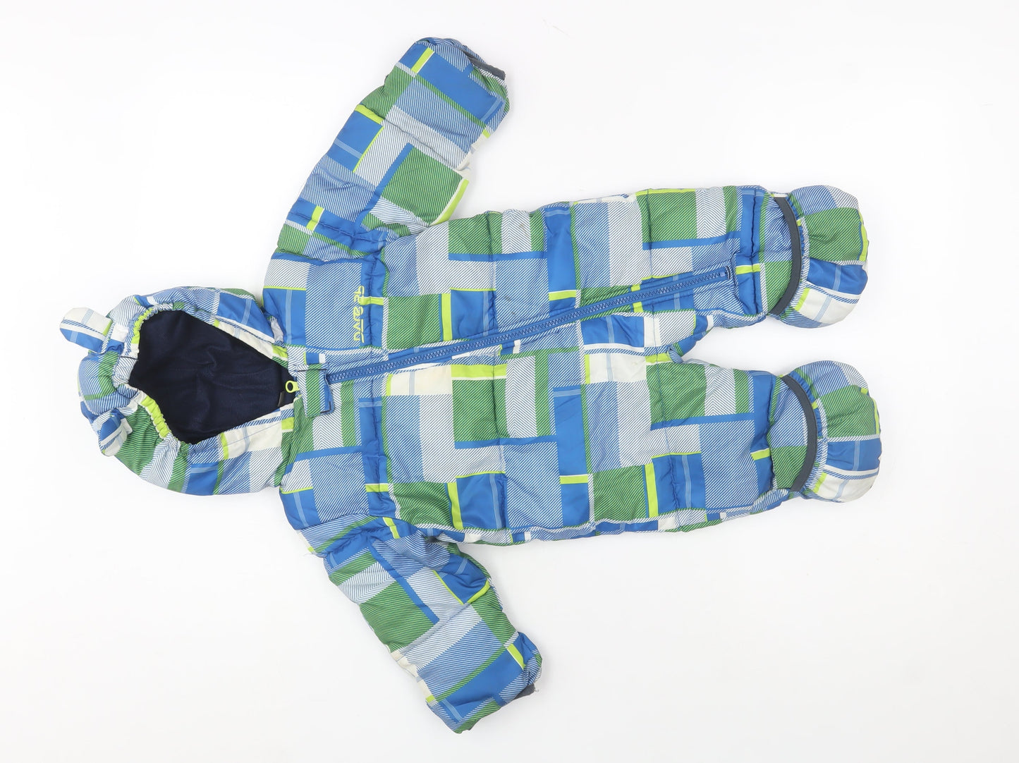 Dare 2b Blue Check Puffer Snowsuit 0-3 Months Unisex Baby Winter Suit