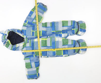 Dare 2b Blue Check Puffer Snowsuit 0-3 Months Unisex Baby Winter Suit