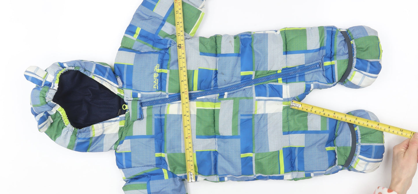 Dare 2b Blue Check Puffer Snowsuit 0-3 Months Unisex Baby Winter Suit