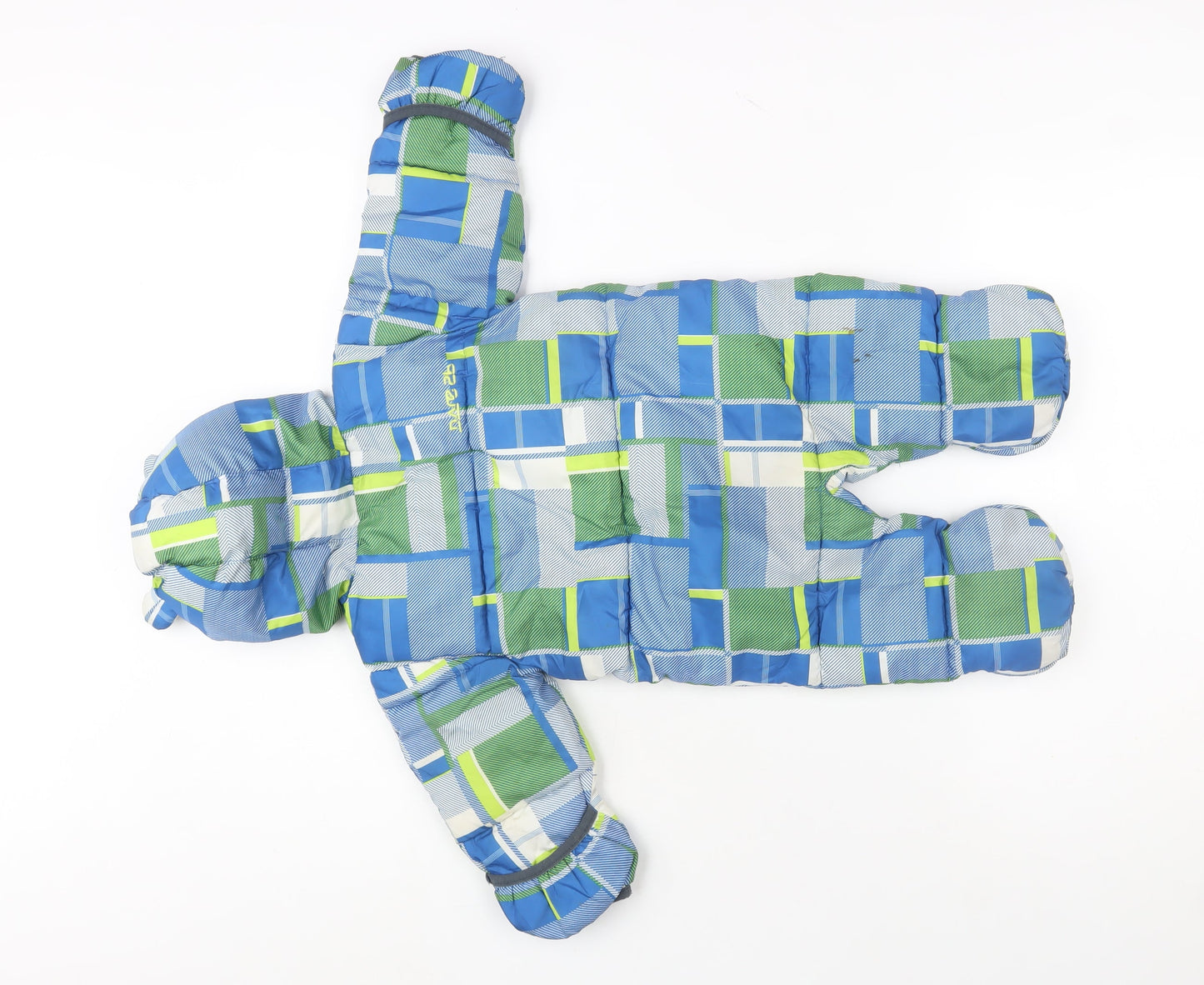 Dare 2b Blue Check Puffer Snowsuit 0-3 Months Unisex Baby Winter Suit