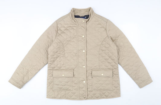 Cotton Traders Women’s Beige Quilted Mid-Length Jacket UK 14