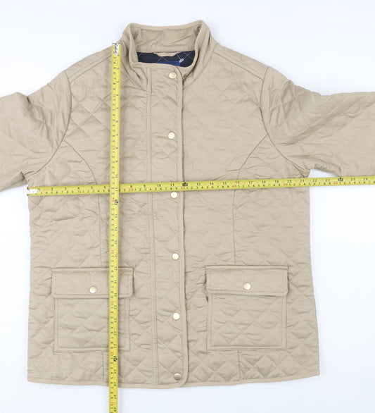 Cotton Traders Women’s Beige Quilted Mid-Length Jacket UK 14