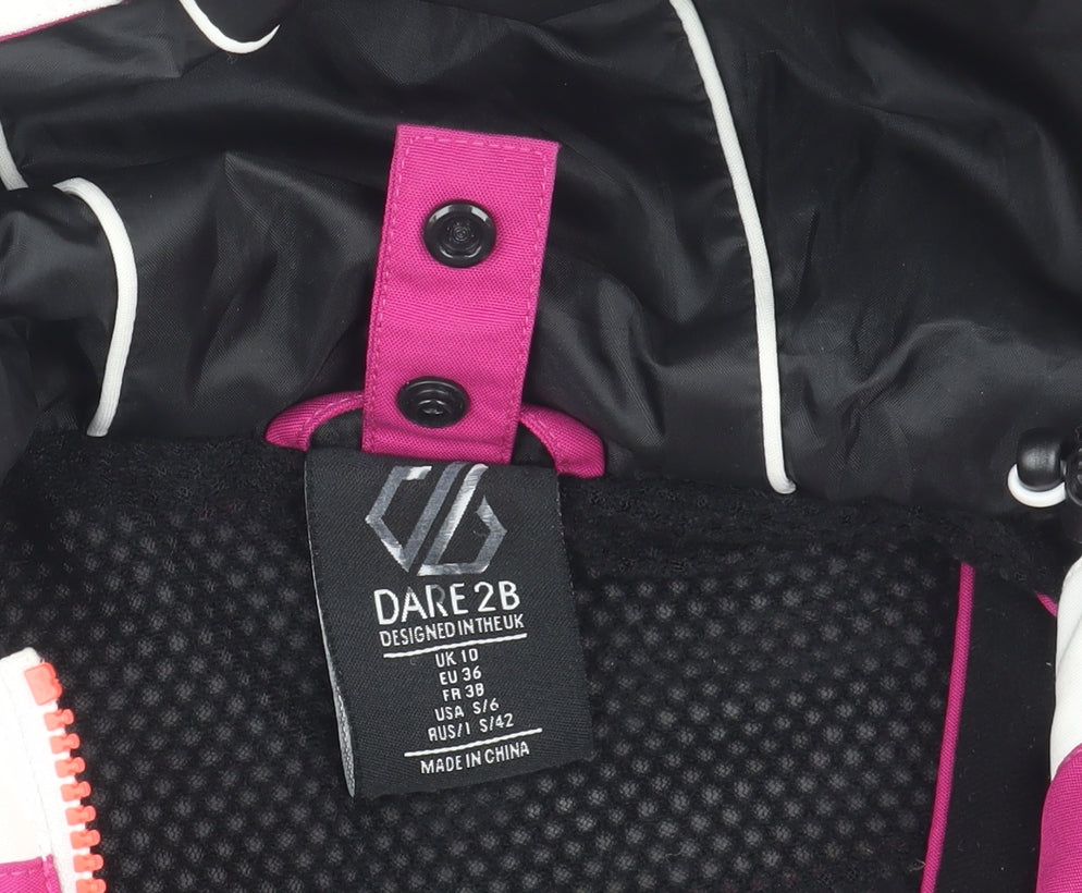 Dare 2b Womens Black Ski Jacket Size 10 Waterproof Hooded Winter Coat