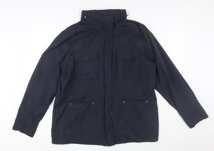 Hobbs Womens Blue Mid-Length Parka Jacket Size 16 Lined Zip Front