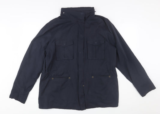 Hobbs Womens Blue Mid-Length Parka Jacket Size 16 Lined Zip Front