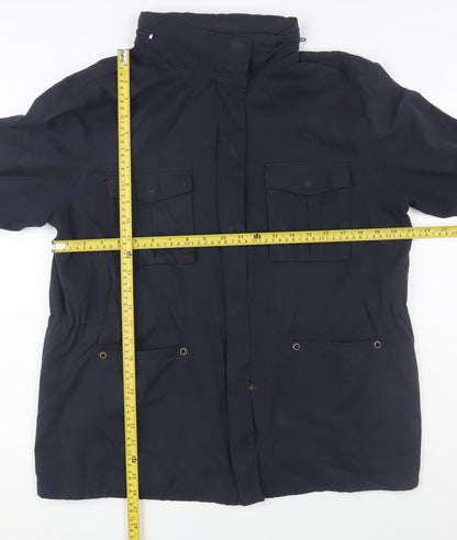 Hobbs Womens Blue Mid-Length Parka Jacket Size 16 Lined Zip Front