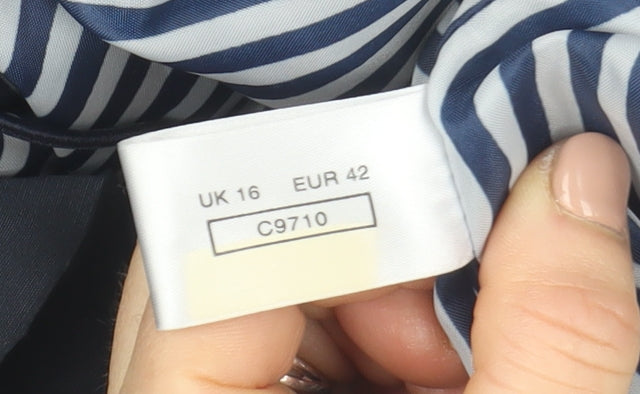 Hobbs Womens Blue Mid-Length Parka Jacket Size 16 Lined Zip Front