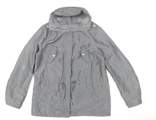 Maine New England Women's Grey Size 14 Hooded Parka Jacket