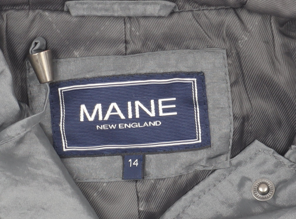 Maine New England Women's Grey Size 14 Hooded Parka Jacket